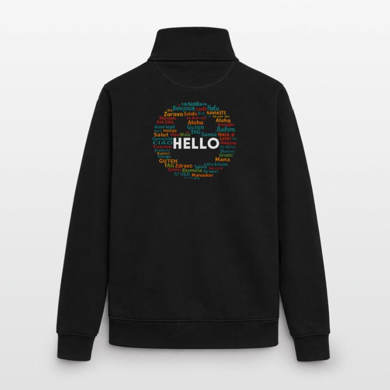 Start with Hello Different World Language Learning Unisex Organic Zip Sweatshirt by Stanley/Stella