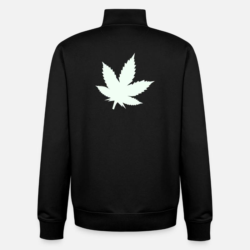 Cannabis Leaf Silhouette Mint - Unisex Organic Zip Sweatshirt by Stanley/Stella - black