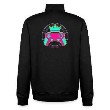 Controller Krone Neon Minimal Zocker Art - Unisex Organic Zip Sweatshirt by Stanley/Stella - black - Back - AI Model Male 185 light (185cm)