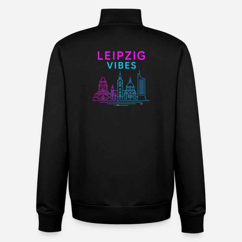 Vibrations néon de Leipzig - Sweat zippé unisexe en coton bio Stanley/Stella - noir