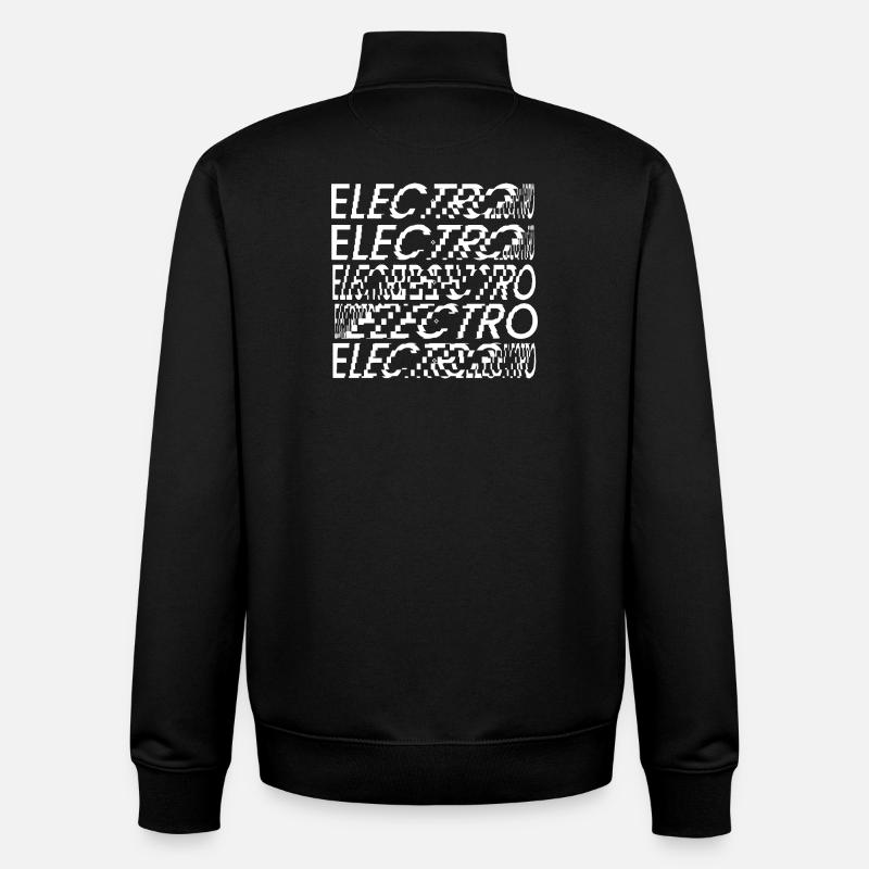 Électro-typographie Glitch - Sweat zippé unisexe en coton bio Stanley/Stella - noir