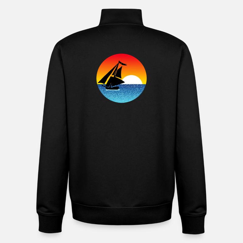 Segelboot bei Sonnenuntergang - Unisex Organic Zip Sweatshirt von Stanley/Stella - Schwarz