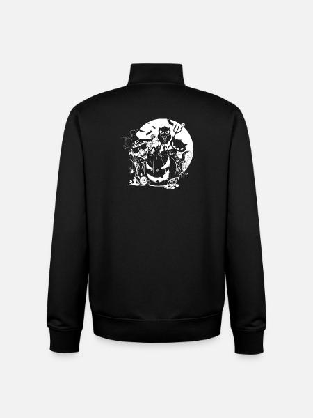 Funny creepy Halloween fellows at night - Unisex Organic Zip Sweatshirt by Stanley/Stella - black