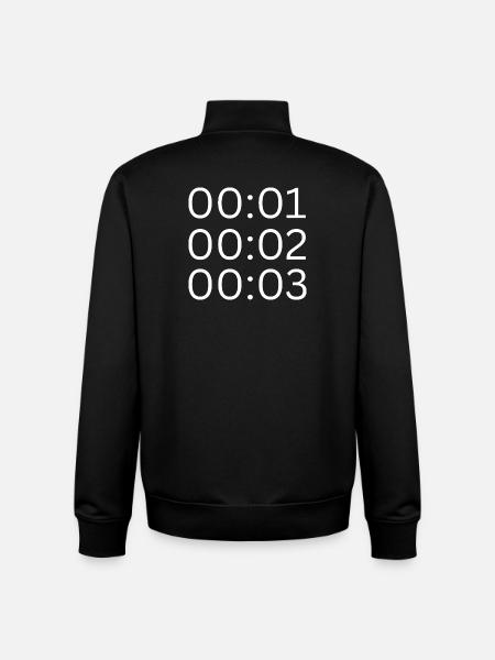 00:01 00:02 00:03 white - Unisex Organic Zip Sweatshirt by Stanley/Stella - black