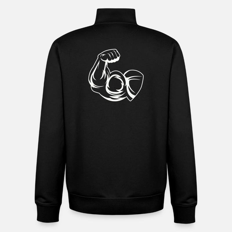 Strong biceps power print - Unisex Organic Zip Sweatshirt by Stanley/Stella - black