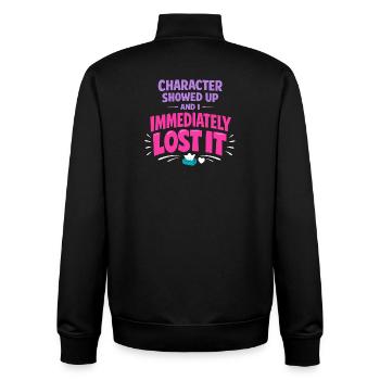 Anime Fangirl Screams Anime Reaction - Unisex Organic Zip Sweatshirt by Stanley/Stella - black - Back - AI Model Male 185 light (185cm)