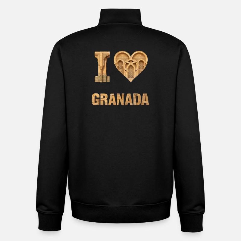 I Love Granada – Architecture Heart - Unisex Organic Zip Sweatshirt by Stanley/Stella - black