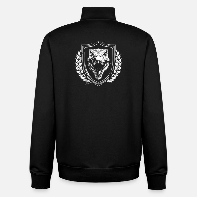 Blason du bouclier T-rex - Sweat zippé unisexe en coton bio Stanley/Stella - noir