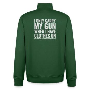 Je porte juste mon arme – drôles de droits sur les armes – - Sweat zippé unisexe en coton bio Stanley/Stella - vert bouteille - Dos - AI Model Male 185 dark (185cm)
