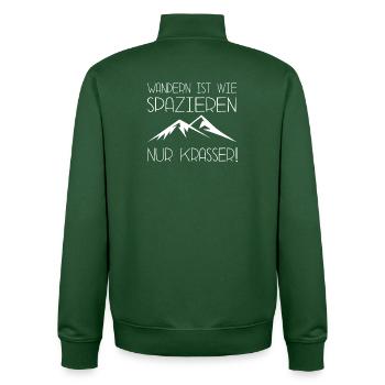 Wandern ist wie spazieren nur krasser - Unisex Organic Zip Sweatshirt von Stanley/Stella - Flaschengrün - Hinten - AI Model Male 185 dark (185cm)