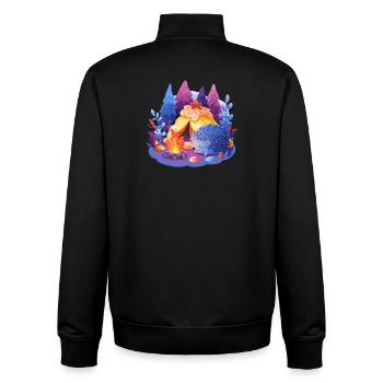 Schlafender Igel am Lagerfeuer - Unisex Organic Zip Sweatshirt von Stanley/Stella - Schwarz - Hinten - AI Model Male 185 light (185cm)