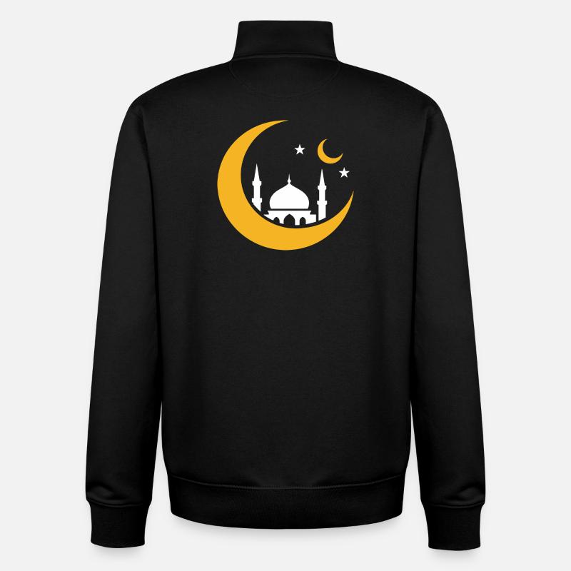 Islam Crescent Moon Mosque Silhouette - Unisex Organic Zip Sweatshirt by Stanley/Stella - black