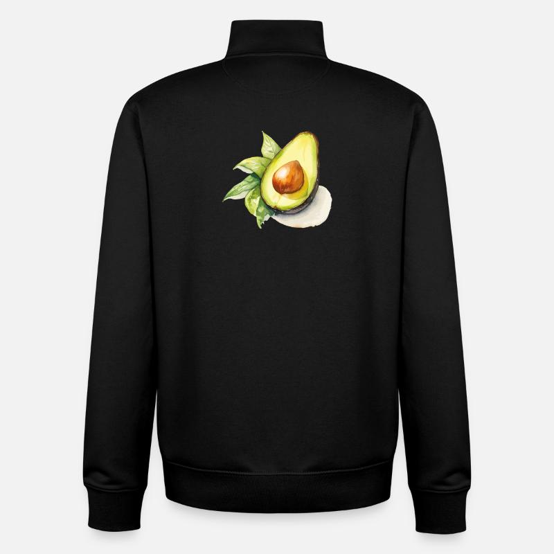 Illustration aquarelle avec avocat - Sweat zippé unisexe en coton bio Stanley/Stella - noir