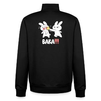 Baka Rabbit Slap Anime Funny Japanese Otaku - Unisex Organic Zip Sweatshirt by Stanley/Stella - black - Back - AI Model Male 185 light (185cm)