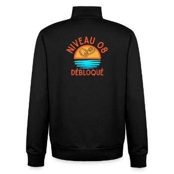 Level 08 freigeschaltet, kreatives und frisches Design - Unisex Organic Zip Sweatshirt von Stanley/Stella - Schwarz - Hinten - AI Model Male 185 light (185cm)