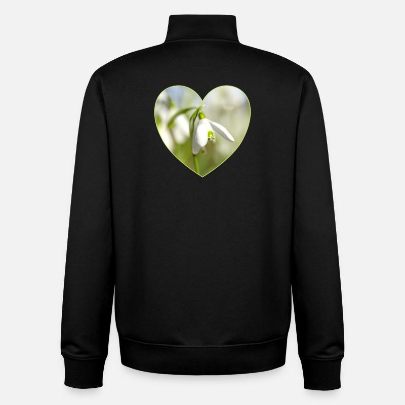 Conception du Cœur du Perce-Neige - Sweat zippé unisexe en coton bio Stanley/Stella - noir