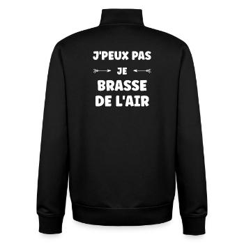 Je peux pas je brasse de l'air - Sweat zippé unisexe en coton bio Stanley/Stella - noir - Dos - AI Model Male 185 light (185cm)