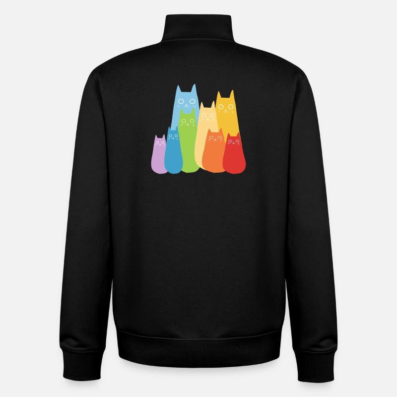Bunte Katzen Katze Regenbogen - Unisex Organic Zip Sweatshirt von Stanley/Stella - Schwarz