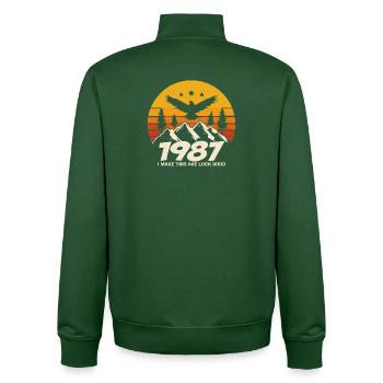1987 anniversaire 1987 né en 1987 anniversaire - Sweat zippé unisexe en coton bio Stanley/Stella - vert bouteille - Dos - AI Model Male 185 dark (185cm)