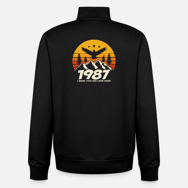 1987 Birthday 1987 Born In 1987 Birthday - Unisex Organic Zip Sweatshirt by Stanley/Stella - black