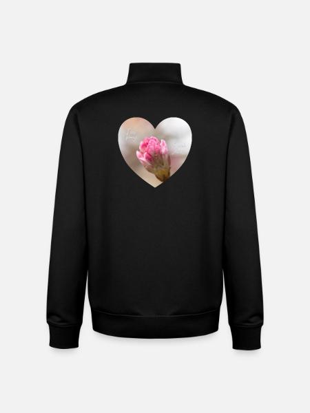 Spring love a pink blossom heart - Unisex Organic Zip Sweatshirt by Stanley/Stella - black