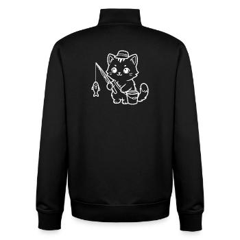 Kawaii Katze Fischen - Unisex Organic Zip Sweatshirt von Stanley/Stella - Schwarz - Hinten - AI Model Male 185 light (185cm)