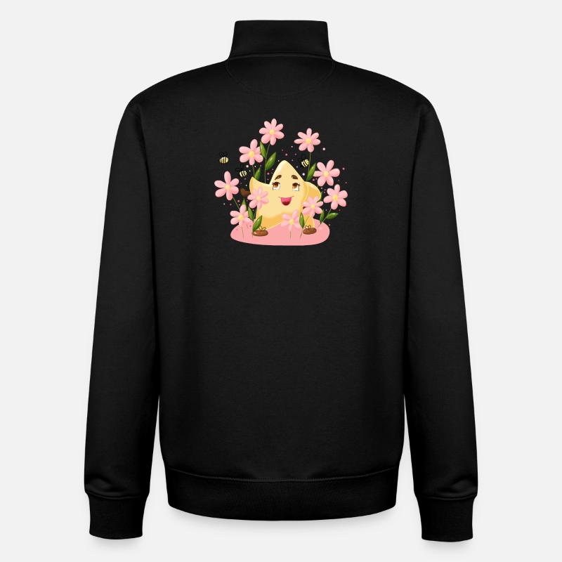 Twinki l'étoile et les fleurs - Sweat zippé unisexe en coton bio Stanley/Stella - noir
