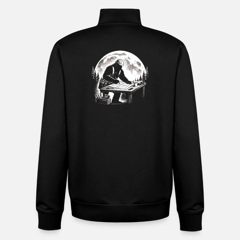 Architecte Bigfoot - Sweat zippé unisexe en coton bio Stanley/Stella - noir