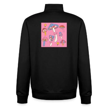 Retro Mushroom Pattern – Psychedelic 70s Design - Unisex Organic Zip Sweatshirt by Stanley/Stella - black - Back - AI Model Male 185 light (185cm)