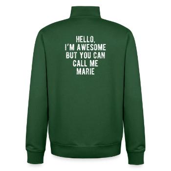 Hello I’m Awesome Call Me Marie Funny Quote - Unisex Organic Zip Sweatshirt by Stanley/Stella - bottle green - Back - AI Model Male 185 dark (185cm)
