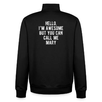 Hallo, mir geht's großartig. Nenn mich Mary – lustiges Zitat. - Unisex Organic Zip Sweatshirt von Stanley/Stella - Schwarz - Hinten - AI Model Male 185 light (185cm)