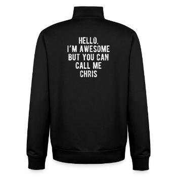 Hallo, mir geht's großartig. Nenn mich Chris, lustiges Zitat. - Unisex Organic Zip Sweatshirt von Stanley/Stella - Schwarz - Hinten - AI Model Male 185 light (185cm)