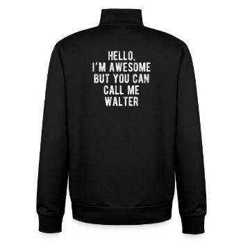 Hallo, mir geht's großartig. Nenn mich Walter, lustiges Zitat. - Unisex Organic Zip Sweatshirt von Stanley/Stella - Schwarz - Hinten - AI Model Male 185 light (185cm)