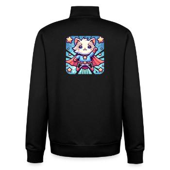 Cuddly Cat Superhero Kitten - Unisex Organic Zip Sweatshirt by Stanley/Stella - black - Back - AI Model Male 185 light (185cm)
