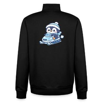 Penguin Snow Sled Magic - Unisex Organic Zip Sweatshirt by Stanley/Stella - black - Back - AI Model Male 185 light (185cm)