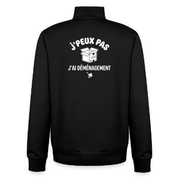 J'PEUX PAS J'AI DÉMÉNAGEMENT - Sweat zippé unisexe en coton bio Stanley/Stella - noir - Dos - AI Model Male 185 light (185cm)