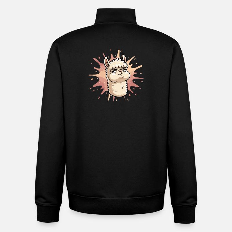 Confident Llama Splash - Unisex Organic Zip Sweatshirt by Stanley/Stella - black