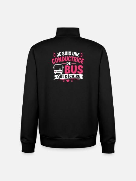 Conductrice de bus qui déchire - Sweat zippé unisexe en coton bio Stanley/Stella - noir