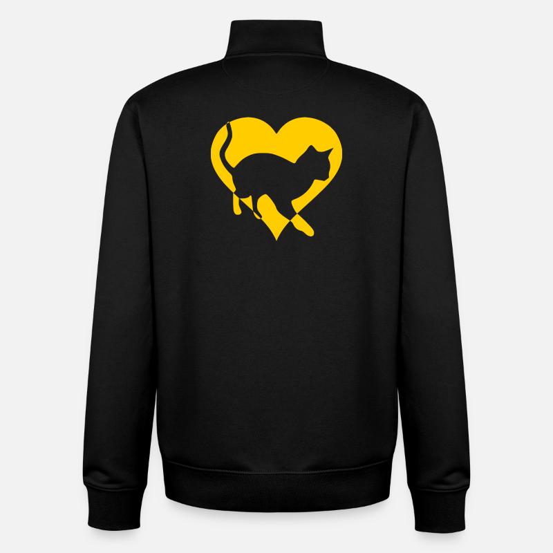 Katze Katze Mieze Geschenk Herz - Unisex Organic Zip Sweatshirt von Stanley/Stella - Schwarz
