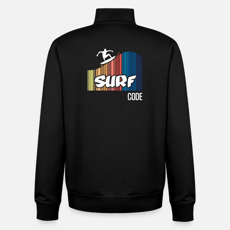 Code de surf (sombre) - Sweat zippé unisexe en coton bio Stanley/Stella - noir