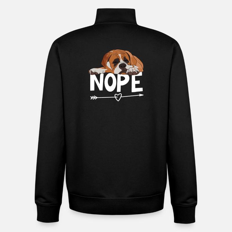 Boxer Dog Nope - Sweat zippé unisexe en coton bio Stanley/Stella - noir