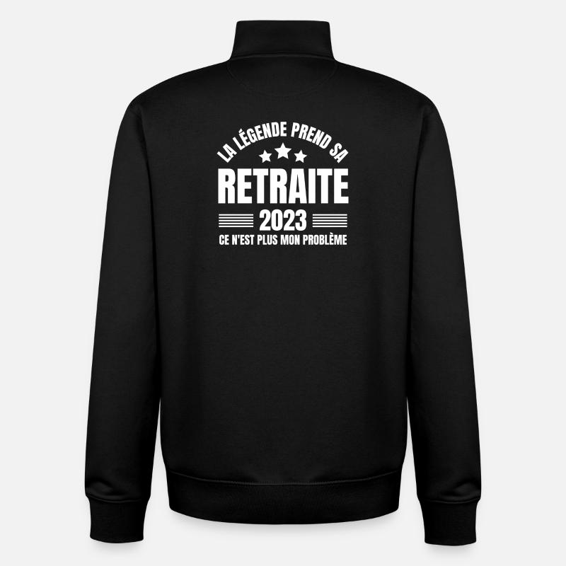 retraite, retraité, retraitée - Sweat zippé unisexe en coton bio Stanley/Stella - noir