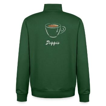 Doppio Espresso Coffee Lover Cafe Shirt - Unisex Organic Zip Sweatshirt by Stanley/Stella - bottle green - Back - AI Model Male 185 dark (185cm)