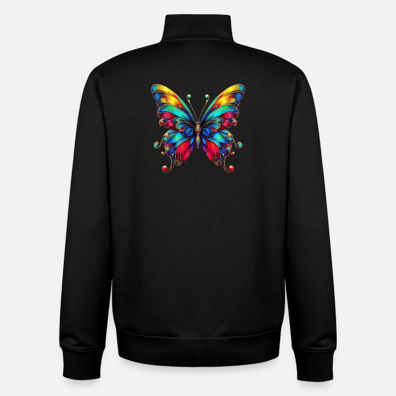 Papillon - Sweat zippé unisexe en coton bio Stanley/Stella - noir
