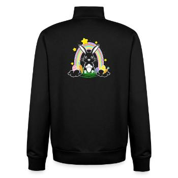 Osterhase Hase mit Regenbogen und Ostereier - Unisex Organic Zip Sweatshirt von Stanley/Stella - Schwarz - Hinten - AI Model Male 185 light (185cm)