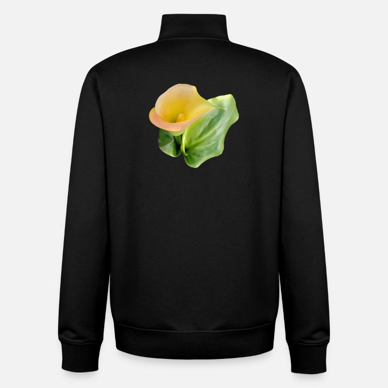 LYS CALLA JAUNE - Sweat zippé unisexe en coton bio Stanley/Stella - noir