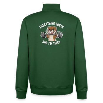 Biber Gewichtheber: Alles tut weh - Unisex Organic Zip Sweatshirt von Stanley/Stella - Flaschengrün - Hinten - AI Model Male 185 dark (185cm)