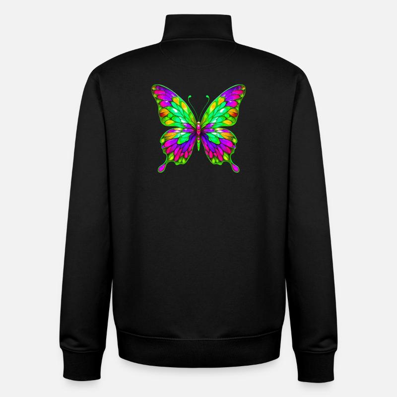 Papillon - Sweat zippé unisexe en coton bio Stanley/Stella - noir