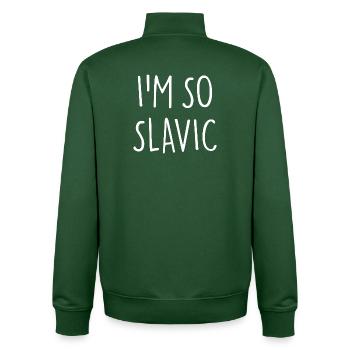 I'M SO SLAVIC Slawisch - Unisex Organic Zip Sweatshirt by Stanley/Stella - bottle green - Back - AI Model Male 185 dark (185cm)