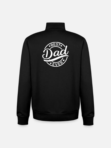 Best Dad Ever Badge Design - Unisex Organic Zip Sweatshirt by Stanley/Stella - black